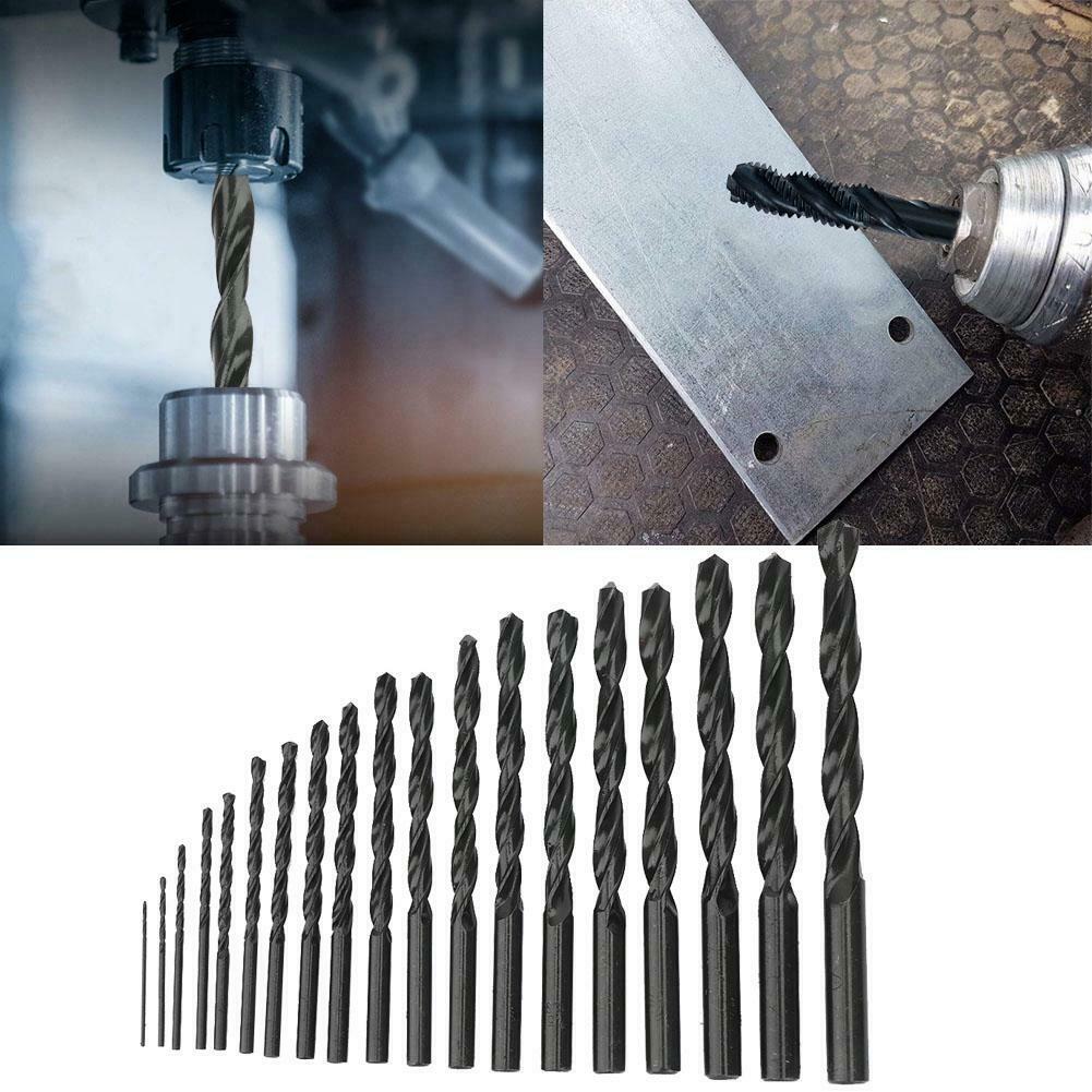19Pcs Black High Speed Steel Straight Shank Twisted Drill Bit Set 1