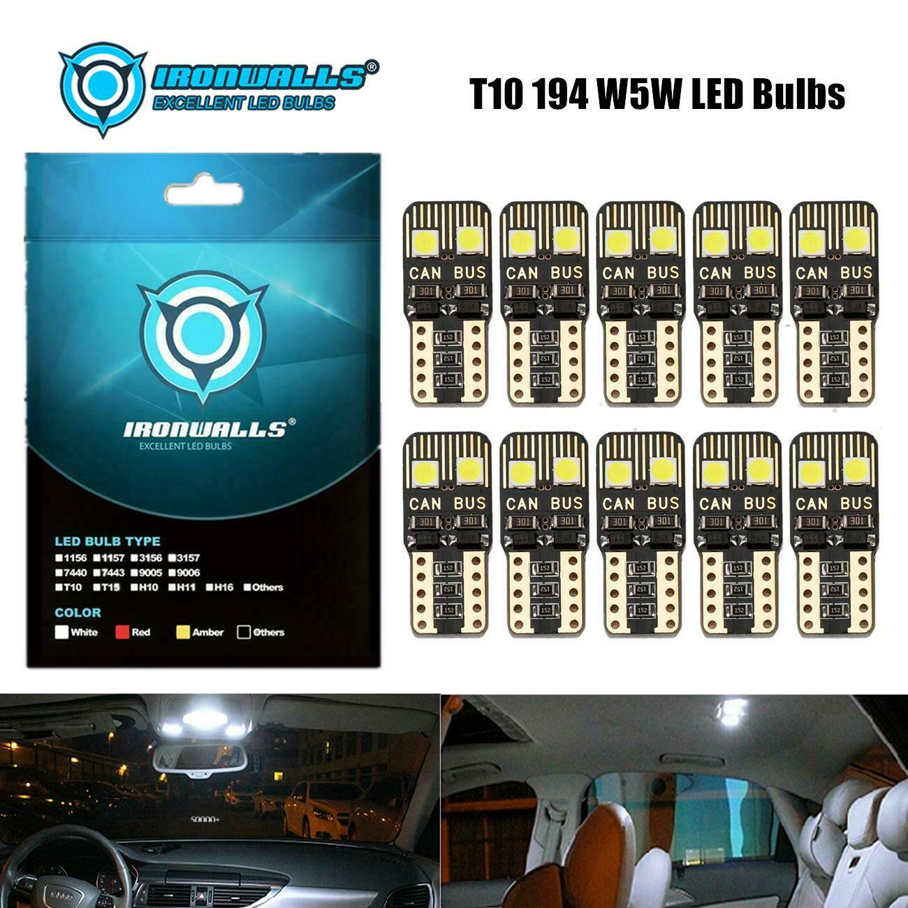 10X T10 3030 194 LED Light Canbus 6000K White Car Auto Interior Dome Lamp Bulb