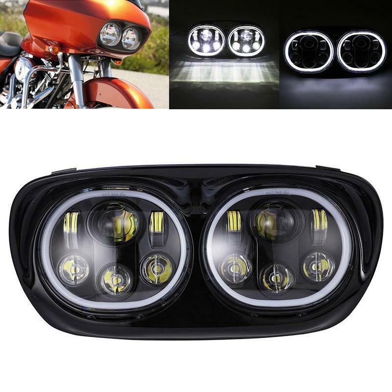 CREE LED Dual Head Light Headlamp Projector Lamp Bulb Halo Angel Fit For Harley