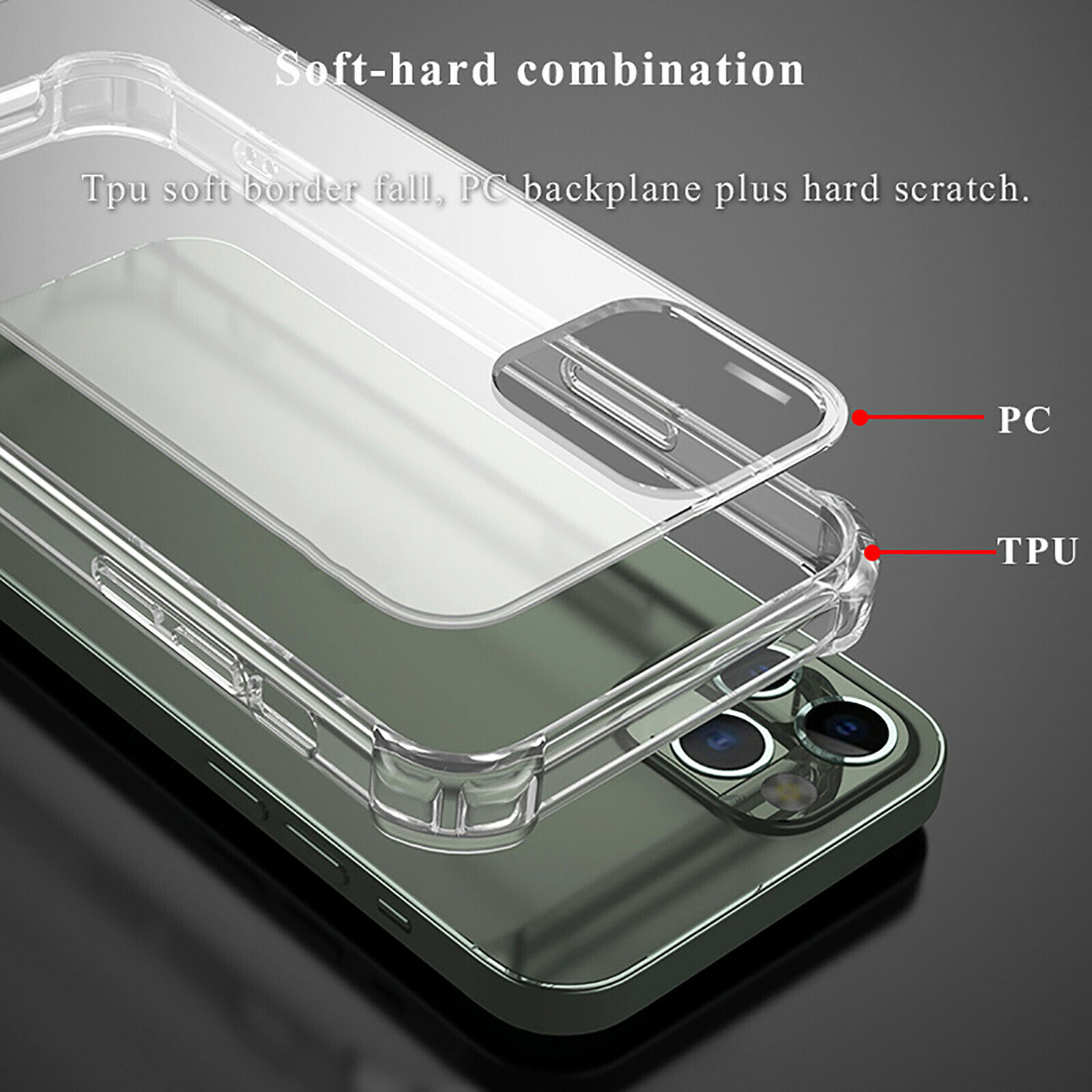 1PC Anti-drop Transparent Shell Phone Case Protective Cover for iPhone12 Series - Picture 8 of 9