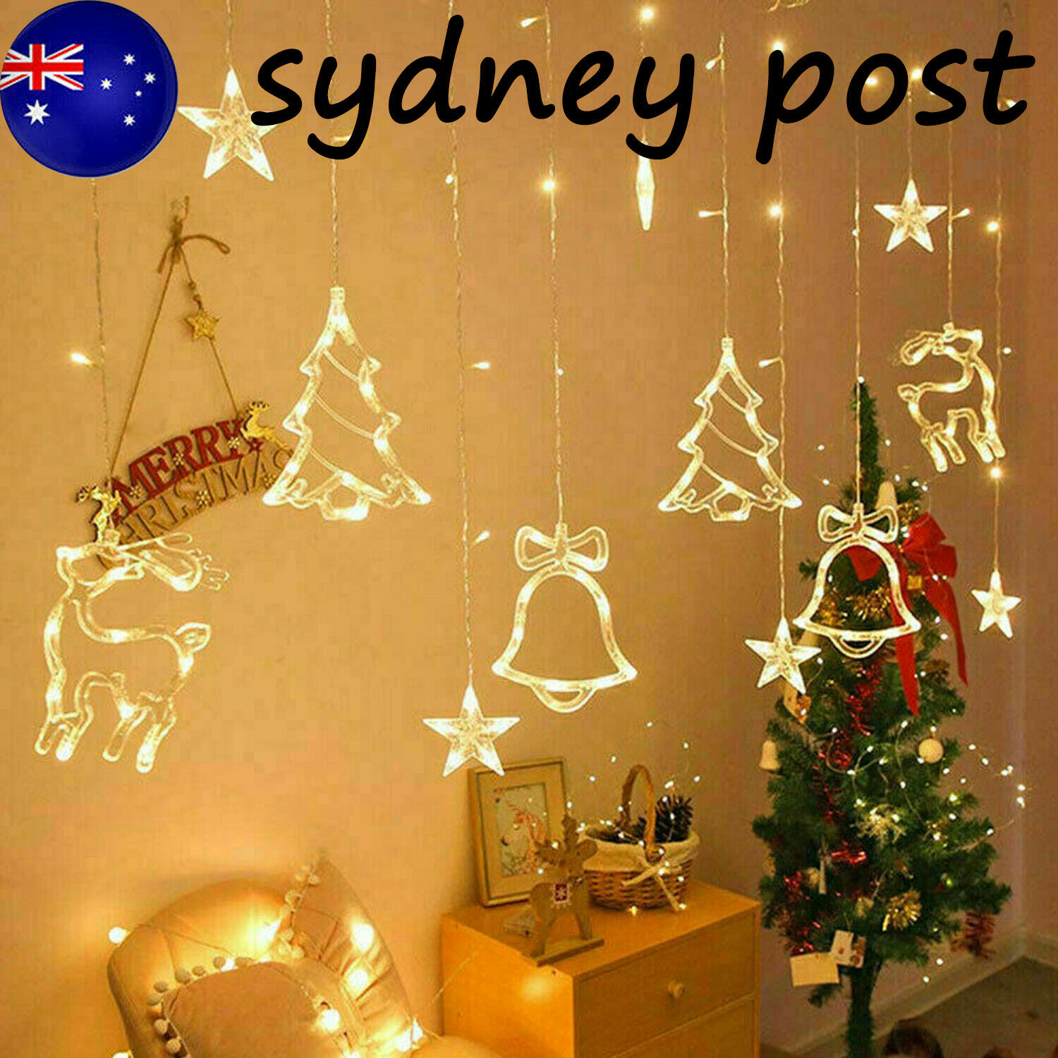 LED Fairy String Window Curtain Lights Star Christmas Xmas Party Home Indoor