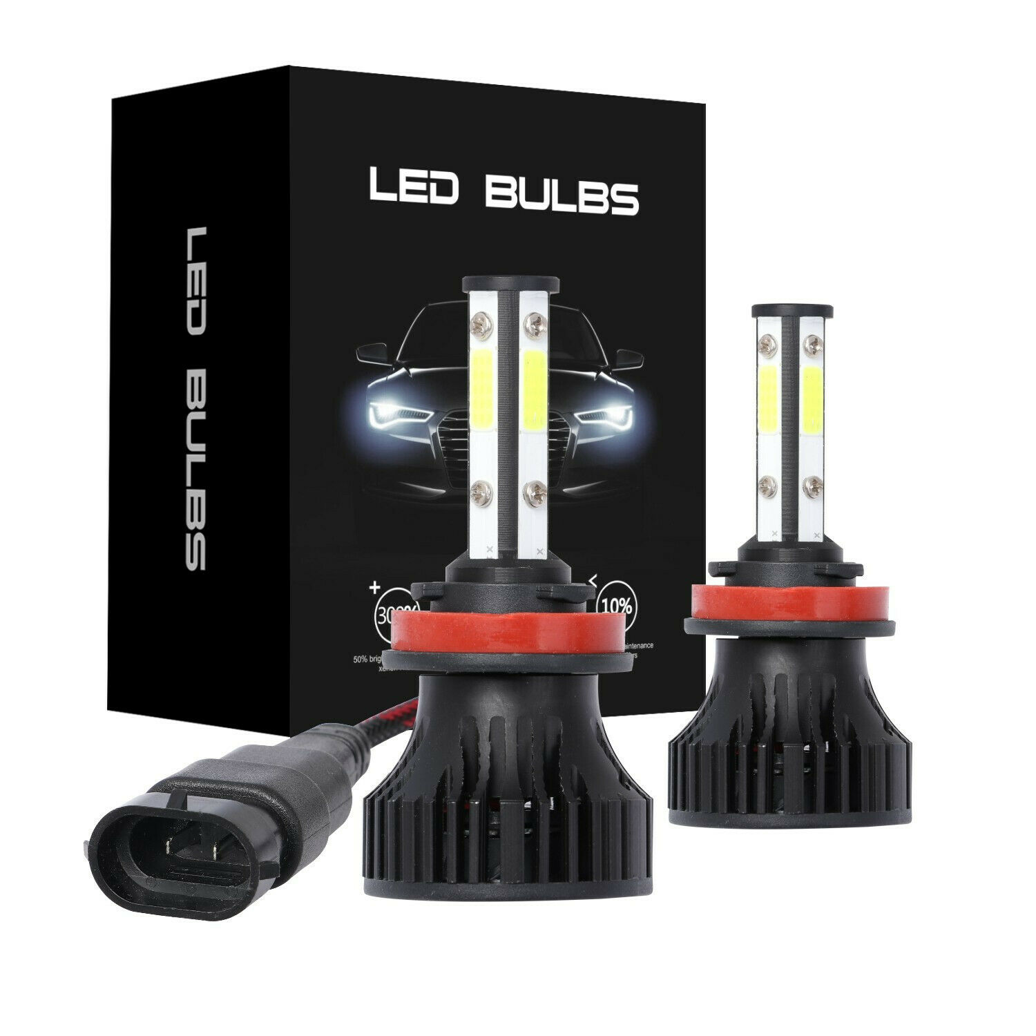 H11 LED Headlight Kit 4-SIDES High Low Beam Bulb Super Bright 6500K 360000LM