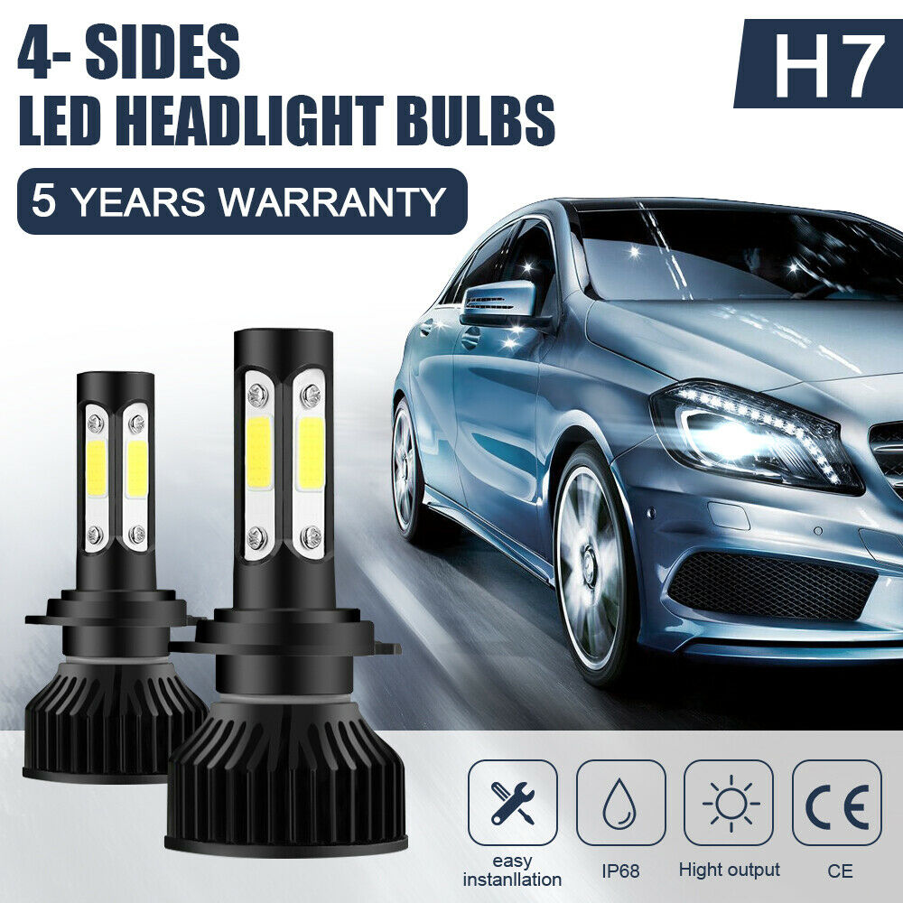 2PCS H7 LED Headlight Bulbs Kit High Low Beam Fog Light 6000K Super Bright White