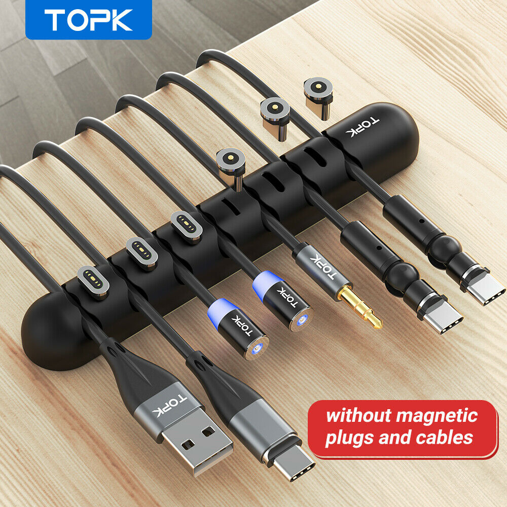 Topk 2 Pack Cable Clip Desktop Management Magnetic plugs Organsier Cable Holder