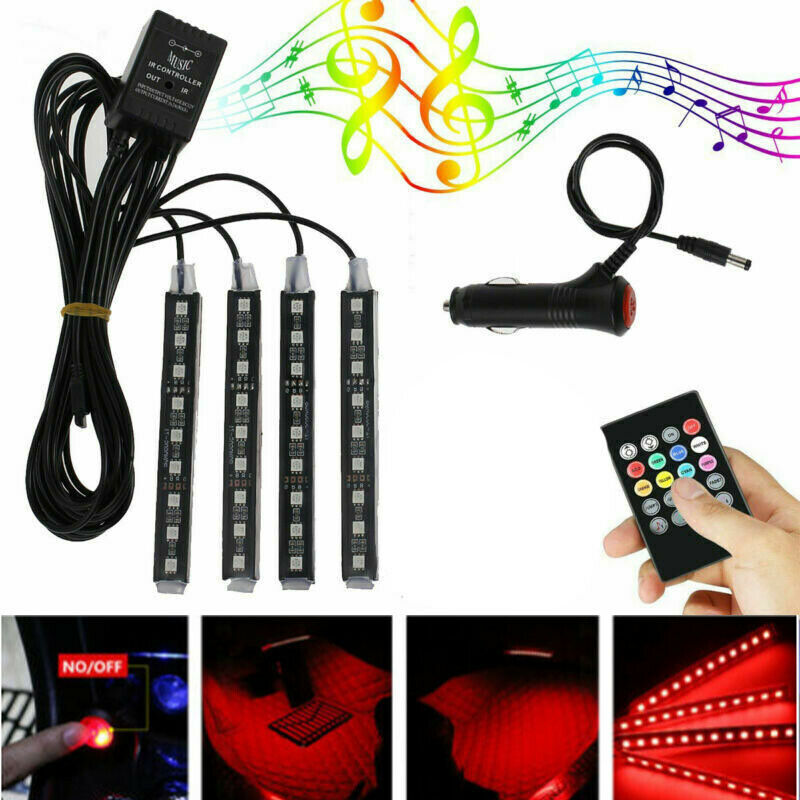 4X12 LED Car SUV Interior Neon Atmosphere Light Strip Music Control Colors Decor