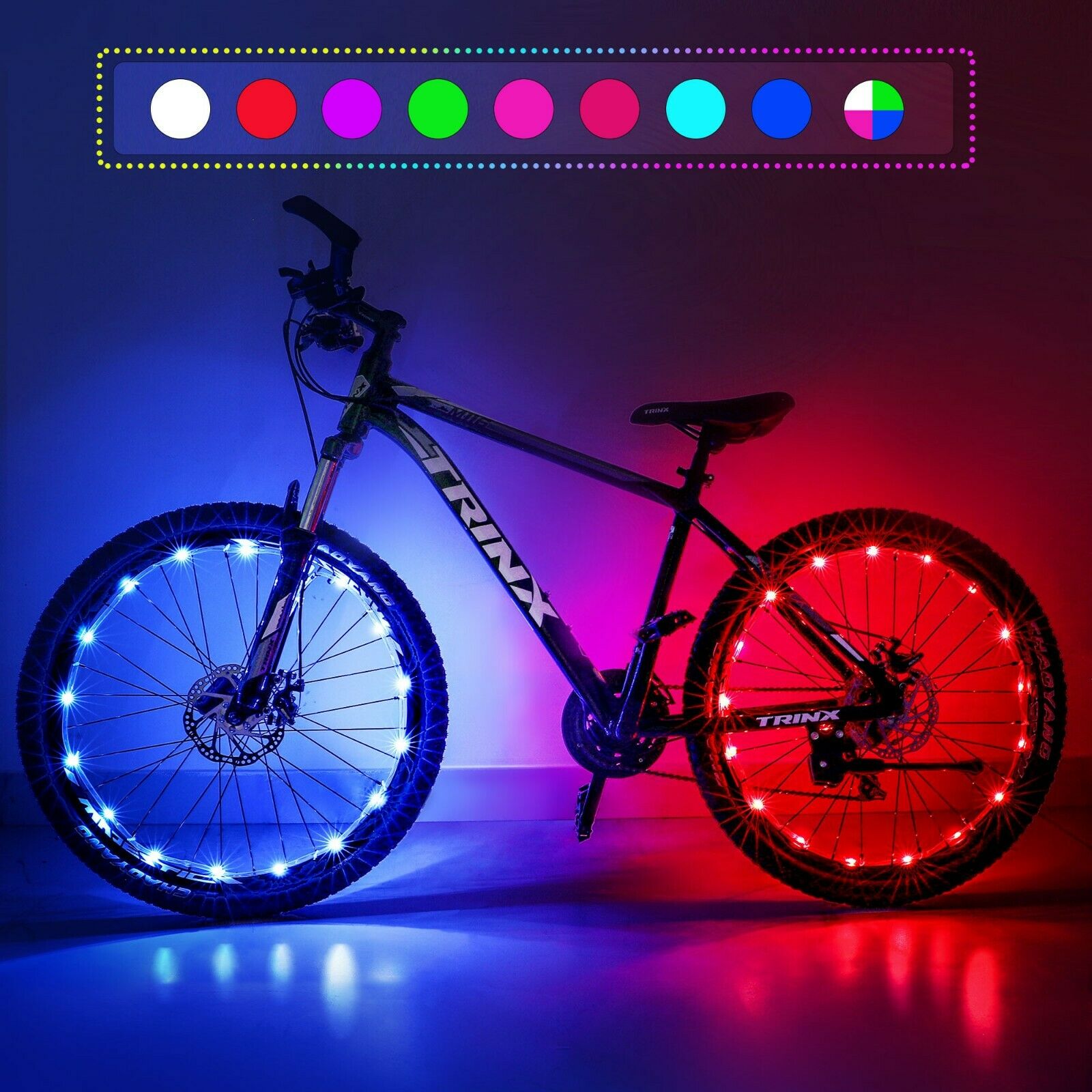 Nexillumi 2 Pack LED bicycle wheel light, 7 colours in one waterproof bicycle LE