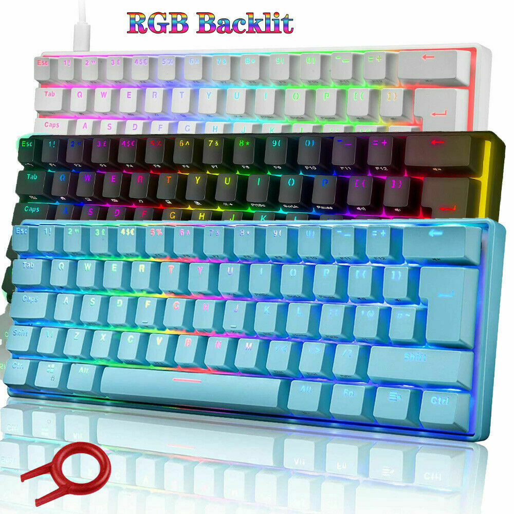 US RGB Mechanical Keypad, Wired Portable 61-Keys Gaming Keyboard For PC Nintendo