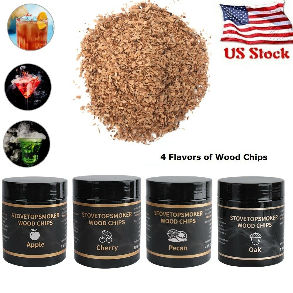 Cocktail Smoker Kit Wood Smoking Chips, 4 Flavors of Wood Chips for Old Fashion