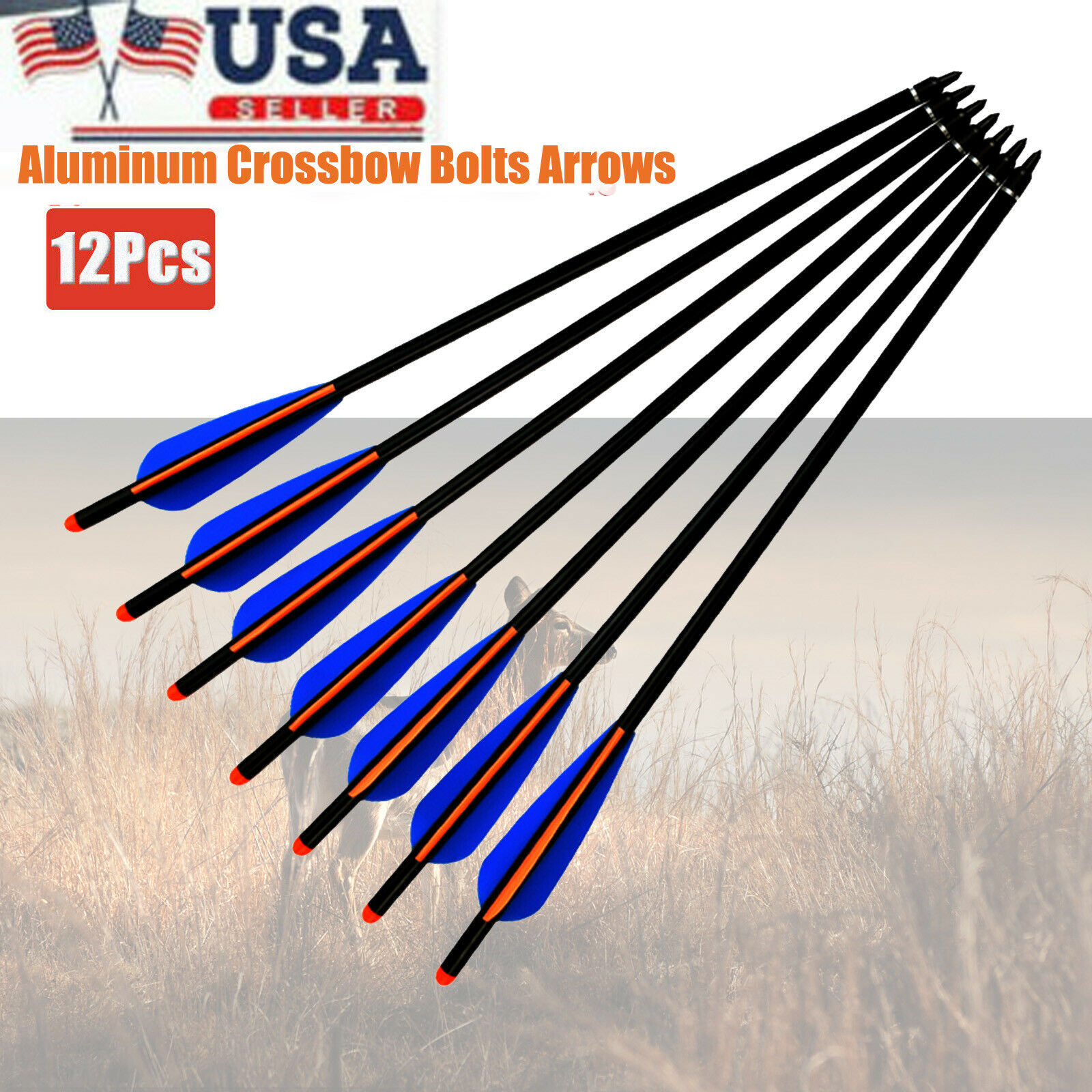 18inch Aluminum Arrow Crossbow Bolts Hunting Arrows Half Moon Nock Black Shaft