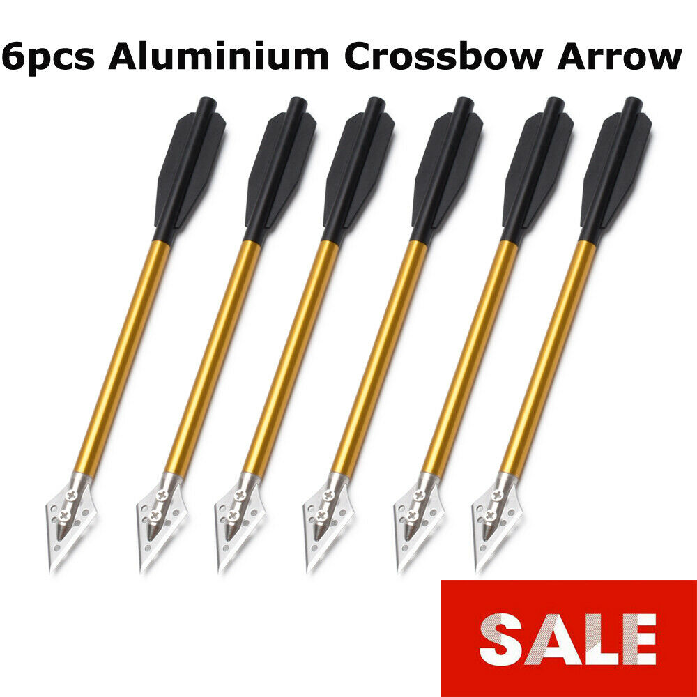 6Pcs Archery Mini Crossbow Arrow Aluminum Bolts For Pistol 50lb 80lb Crossbow