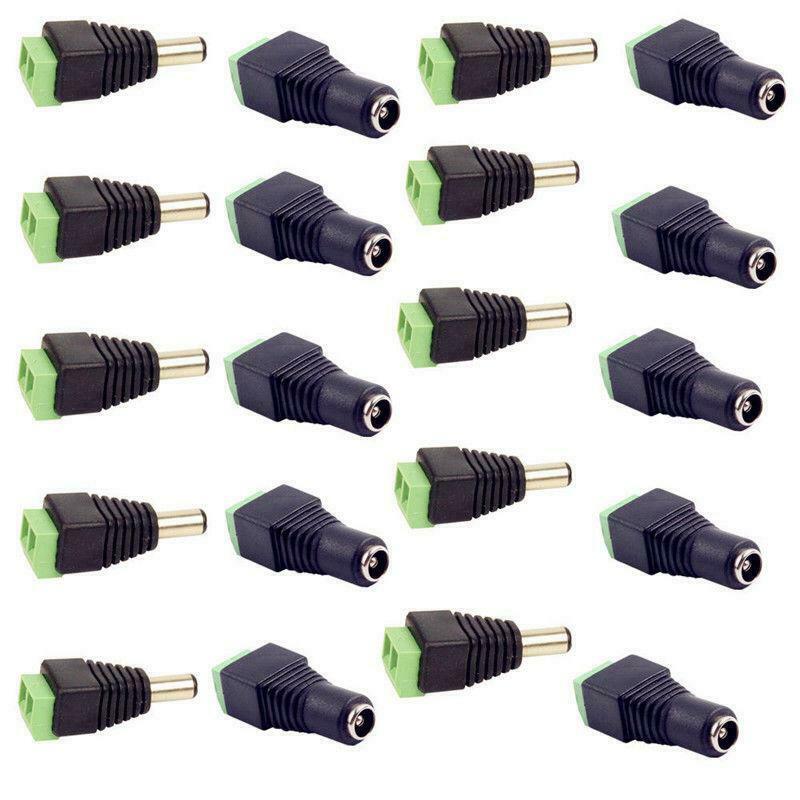 20pcs Male+Female DC Power Jack Connector Adapter Plug 2.1 x 5.5mm for CCTV New