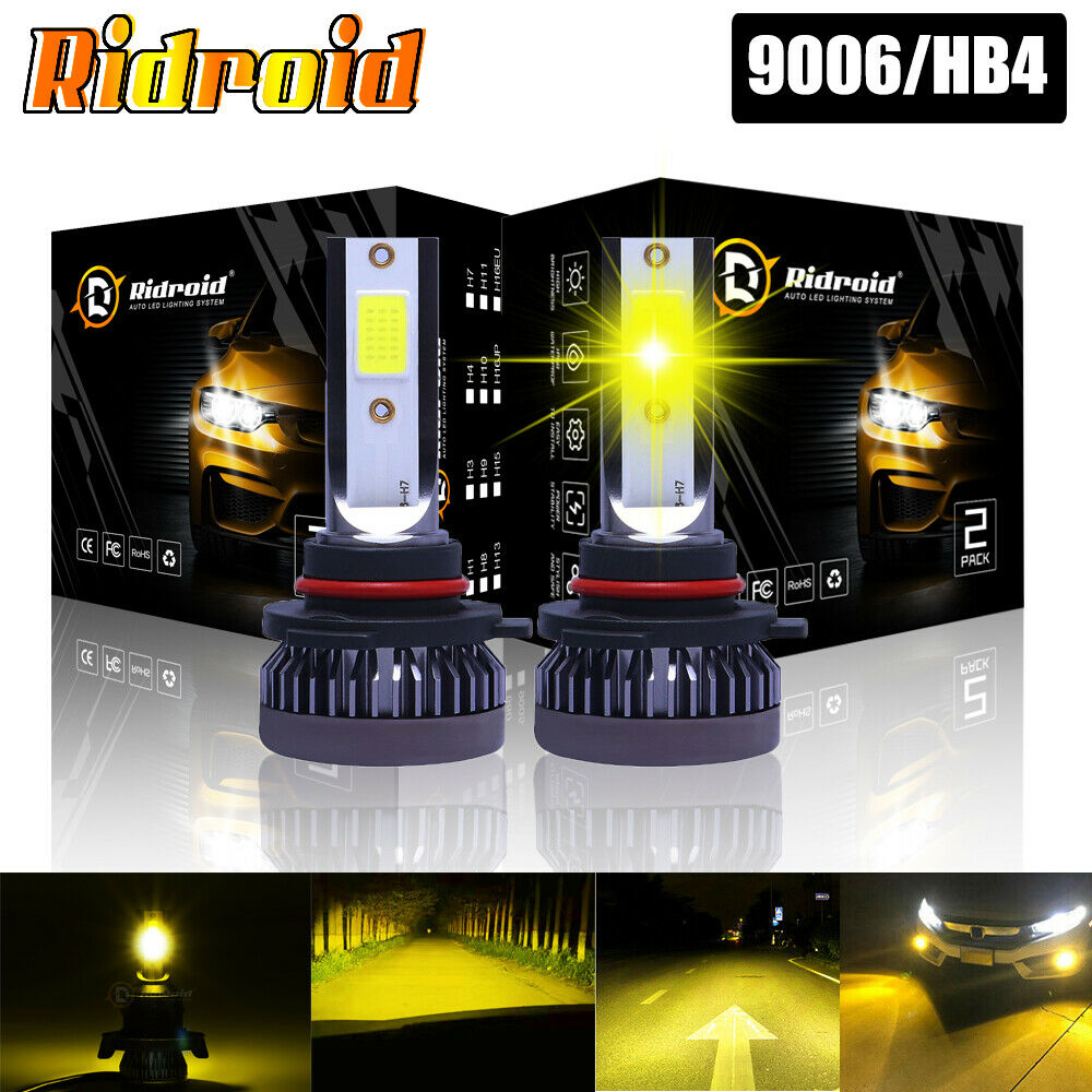 2X Mini 9006 HB4 3000K Golden Yellow LED Headlight Bulbs High Low Beam Fog Light