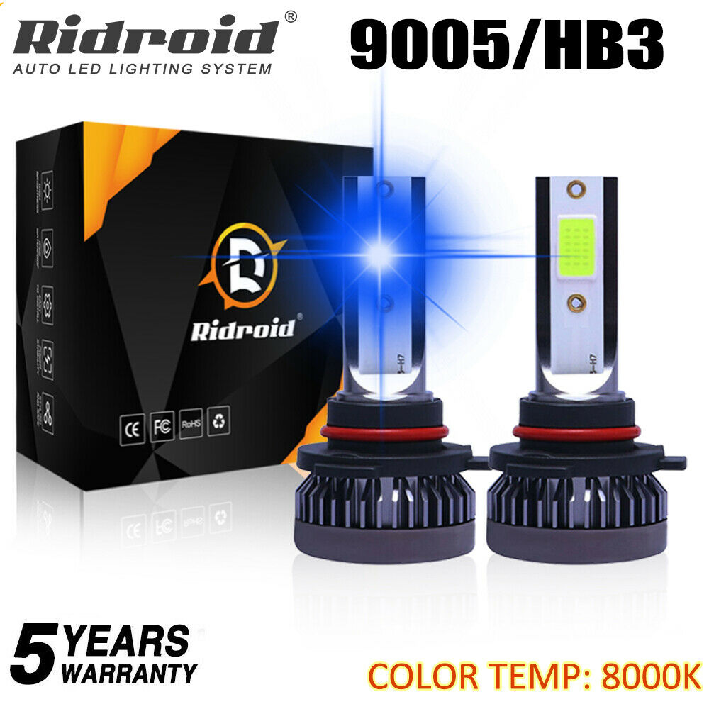 Mini Ultra-light Super Blue 9005 HB3 LED Headlight Bulbs Conversion Kit 8000K 2x