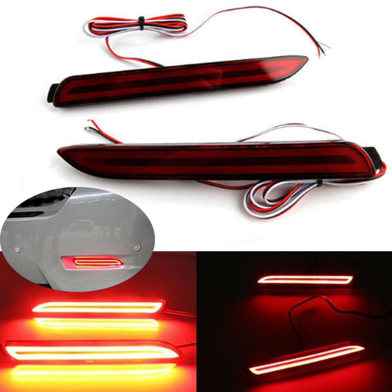 Pair LED Rear Bumper Reflector Brake Stop Light For Toyota Camry Matrix Lexus