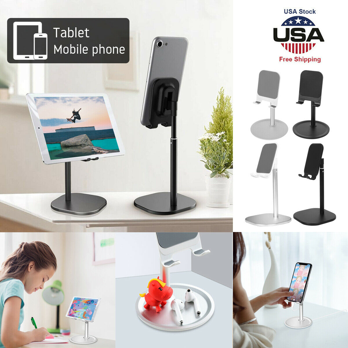 Universal Aluminum Desktop Desk Stand iPad Tablet iPhone Samsung LG Mount Holder