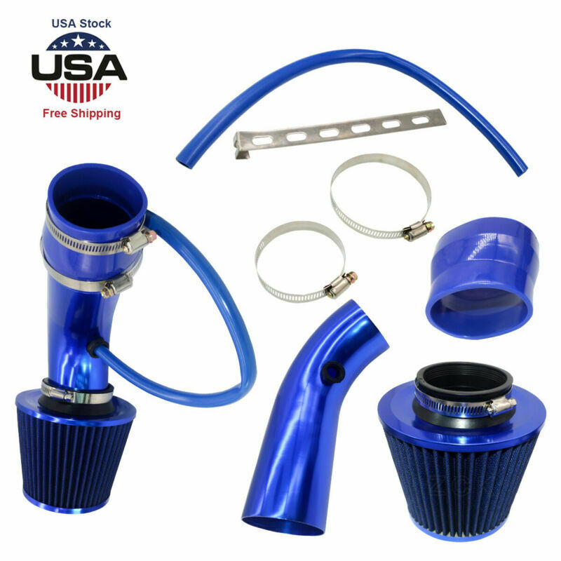 Cold Air Intake System Kit Aluminum Pipe + Filter + Clamp Blue For Universal Car