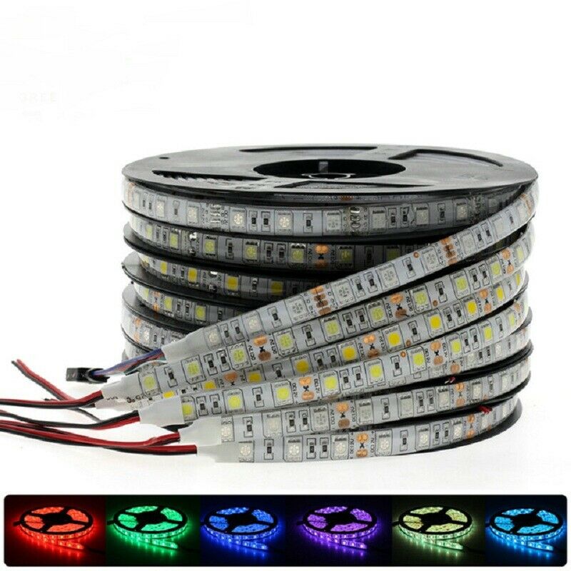 DC12V 1M 5M SMD 5050 RGB white Waterproof 300 LED Flexible  Tape Strip Light