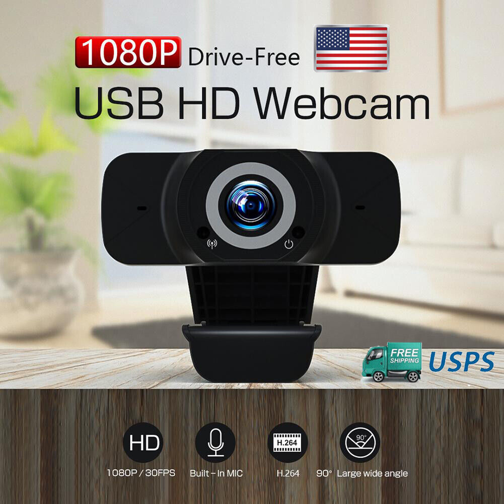 HD 1080P USB Webcam Web Cam for PC Laptop Desktop Auto Focusing with Microphone