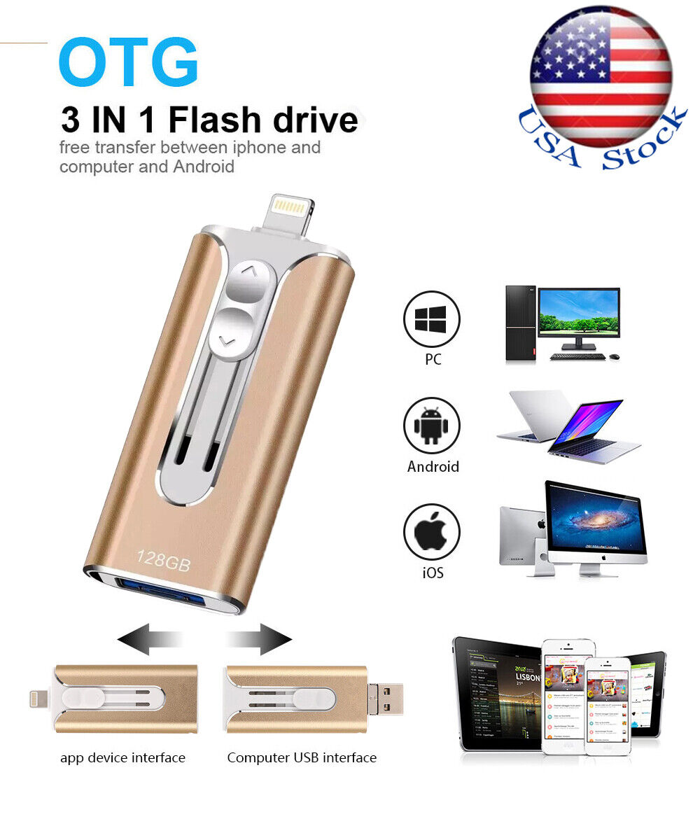 1TB OTG Flash Drive Memory Photo Stick For iPhone iPad Flash Drive256/512GB US