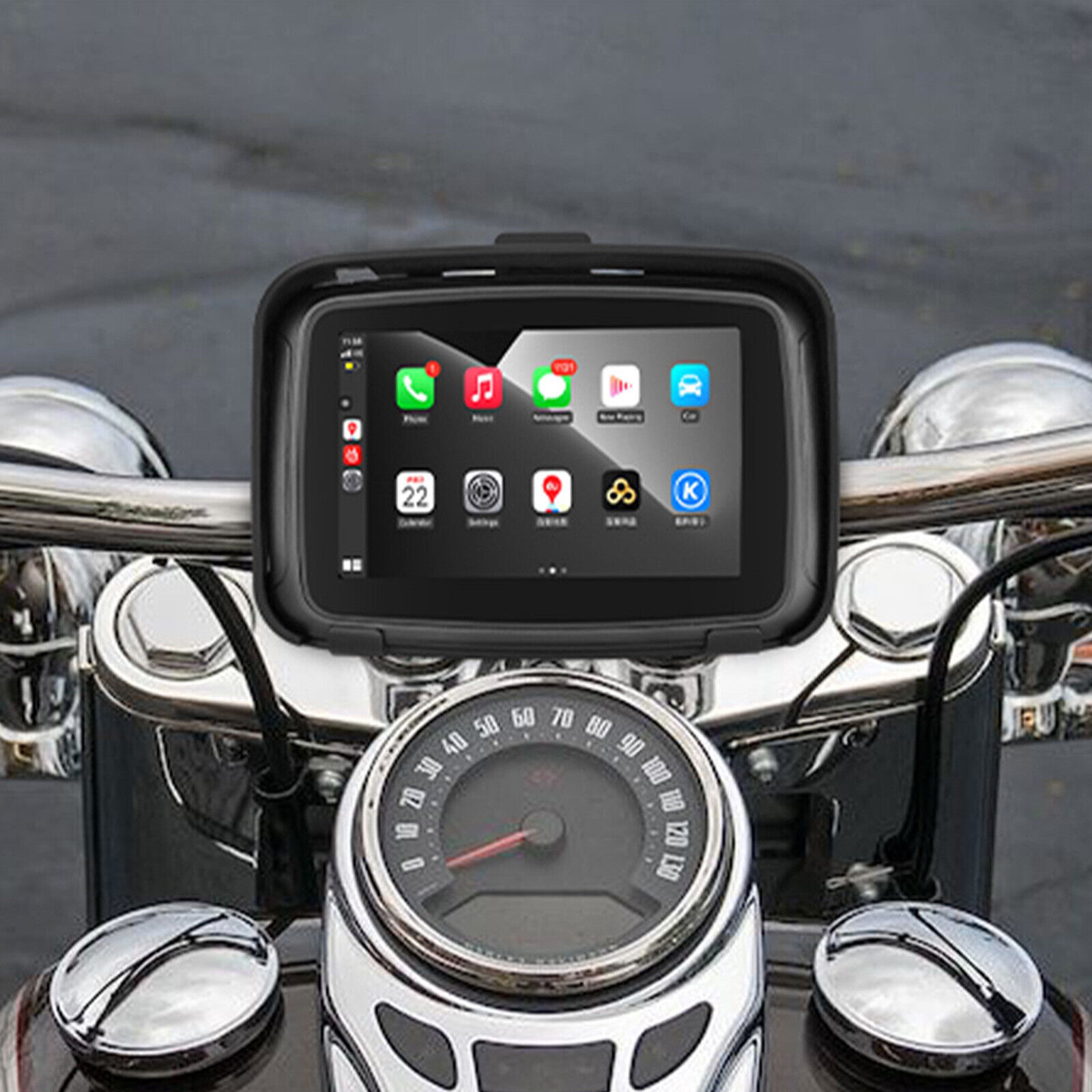 5" IPS Touch Screen Portable Motorcycle Navigator Wireless CarPlay Waterproof