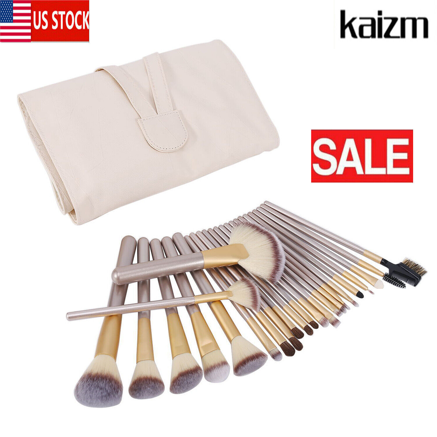 24pcs Makeup Brushes Set Powder Foundation Eyeshadow Eyeliner Lip Champagne