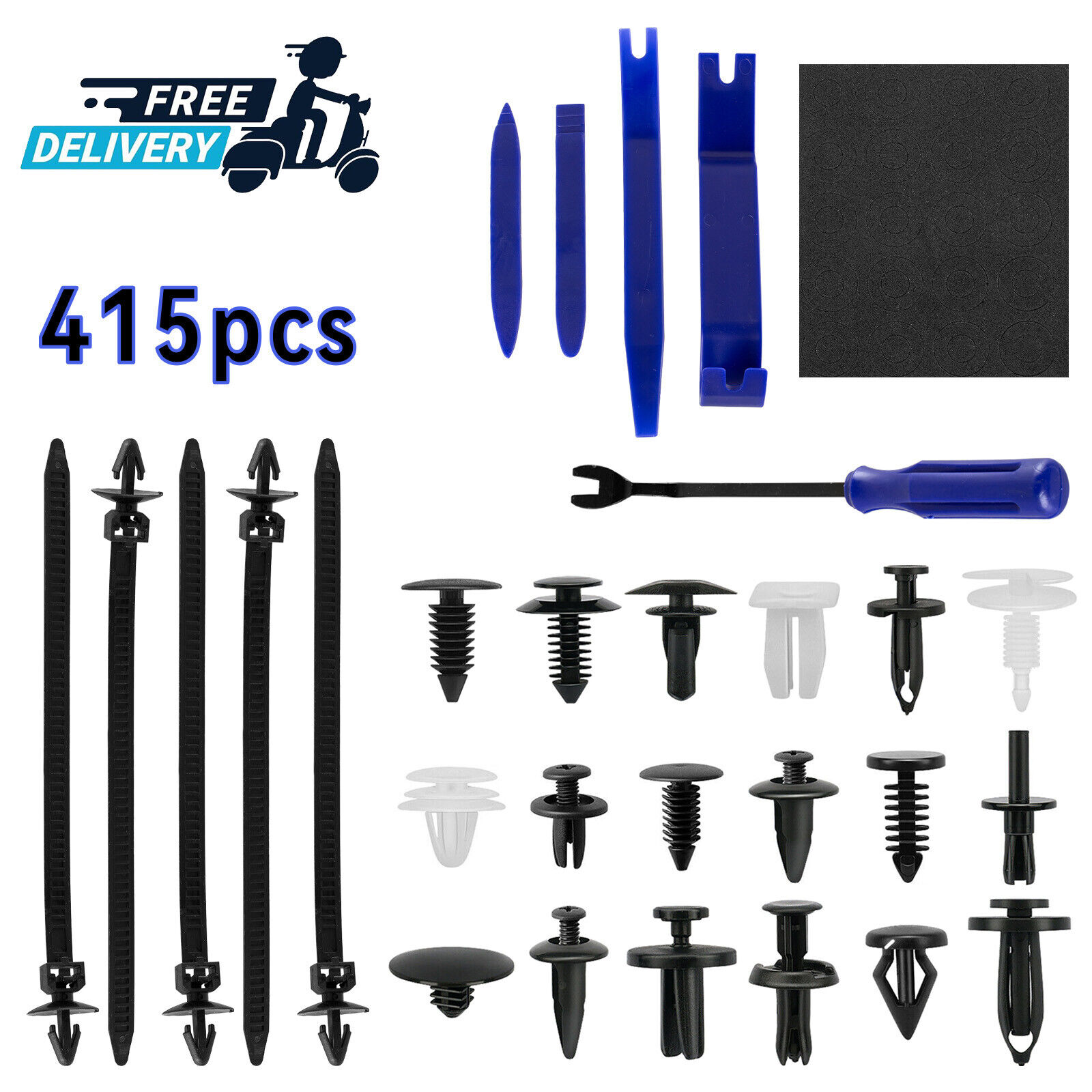 415Pcs Car Body Plastic Trim Retainer Fastener Clips Push Pin Fender Bumper Kit+