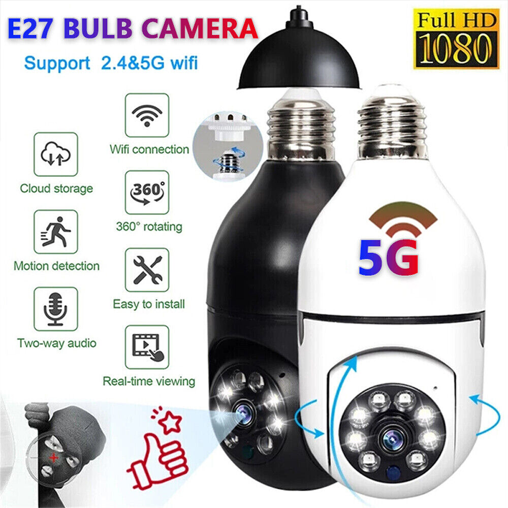 360° E27 Light Bulb 1080P IP Camera 5G Wi-Fi Night Smart Home Wireless Security