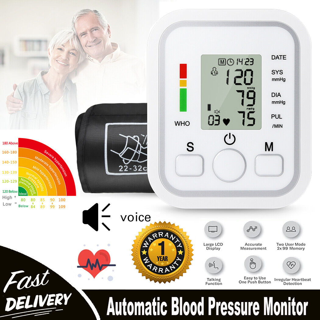 2023 Digital Automatic Blood Pressure Monitor Upper Arm BP Machine Heart Rate LF