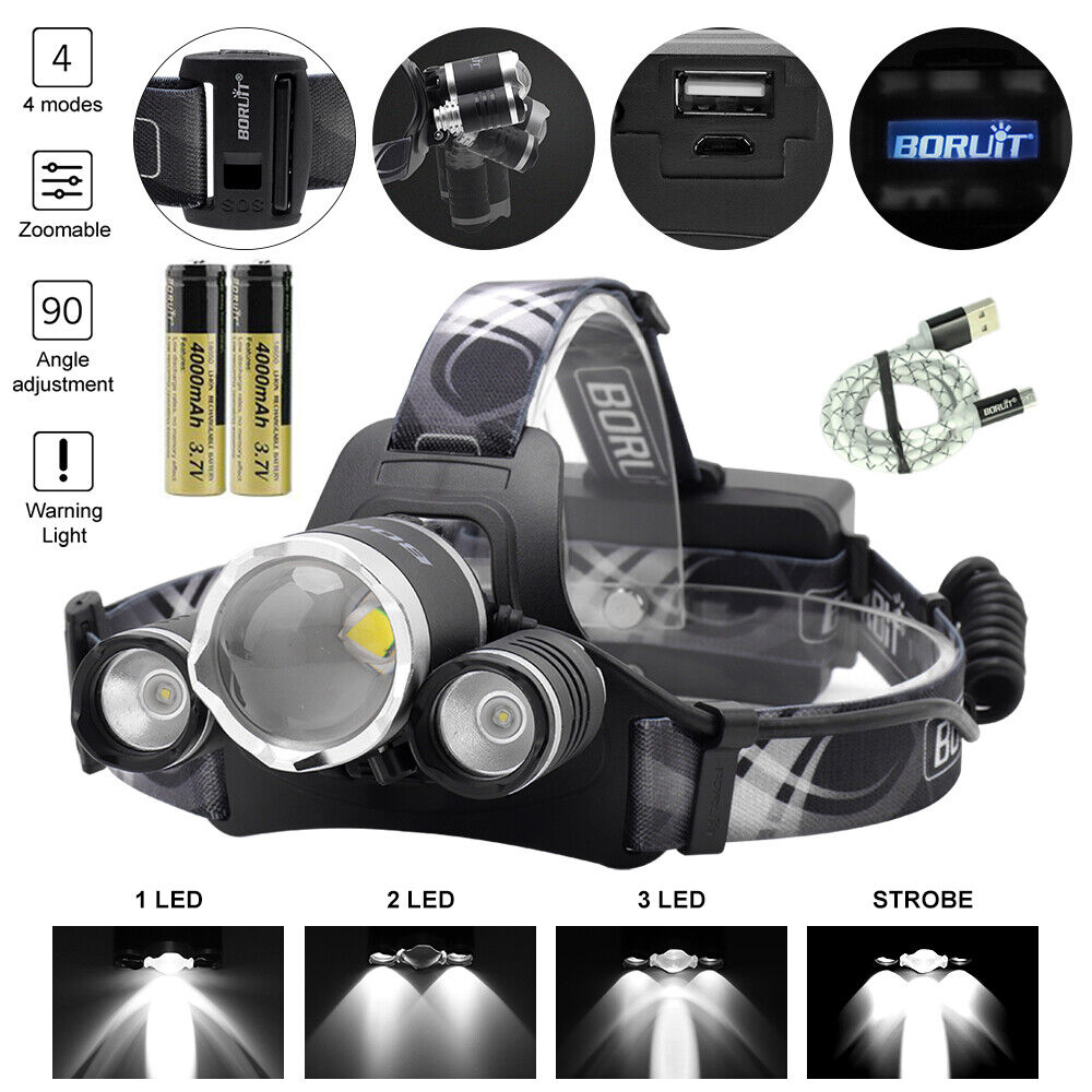 90000LM Zoomable LED Headlamp Headlight Head Torch Light Flashlight Camping Lamp