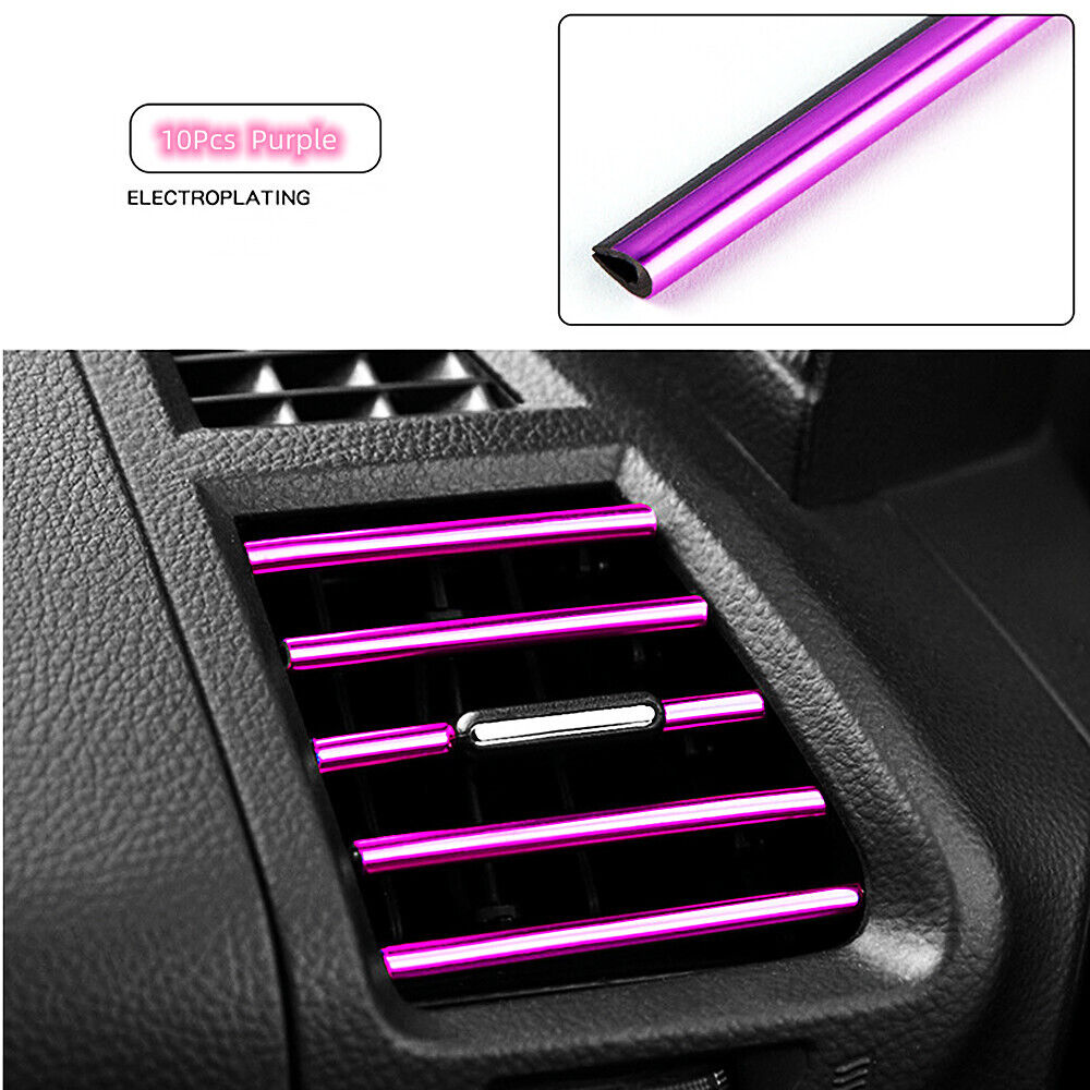 10x Purple Car Interior Air Conditioner Vent Outlet Decoration Stripes Cover New