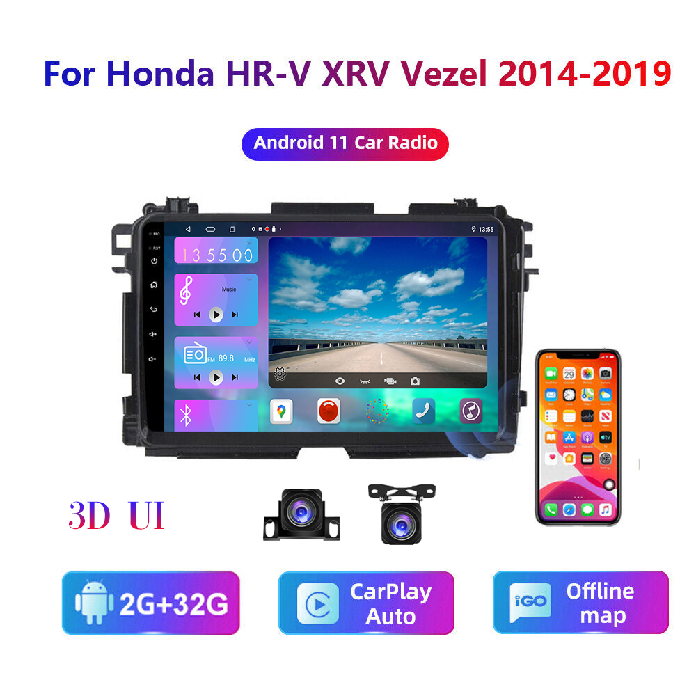 Carplay Android 2+32GB Car GPS Stereo Radio Wifi For HONDA Vezel HR-V 2014-19