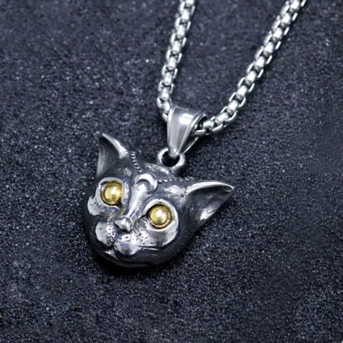 Women Cute Siamese Cat Stainless Steel Pendant Necklace Chain Jewelry Xmas Gift