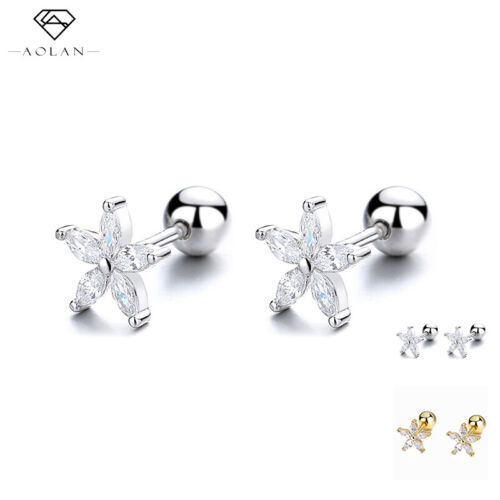 925 Sterling Silver Star Ear Studs Sparkly Earrings Cubic Zirconia for Women