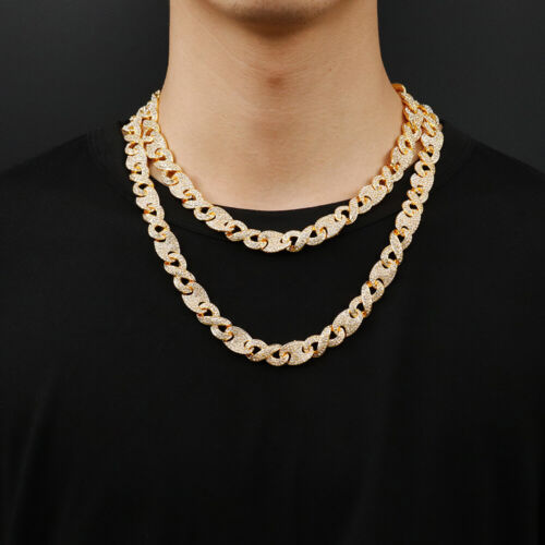 Gold Mens Miami Cuban Link Chain 14K Gold Plated Hip Hop 13mm Necklace Jewelry