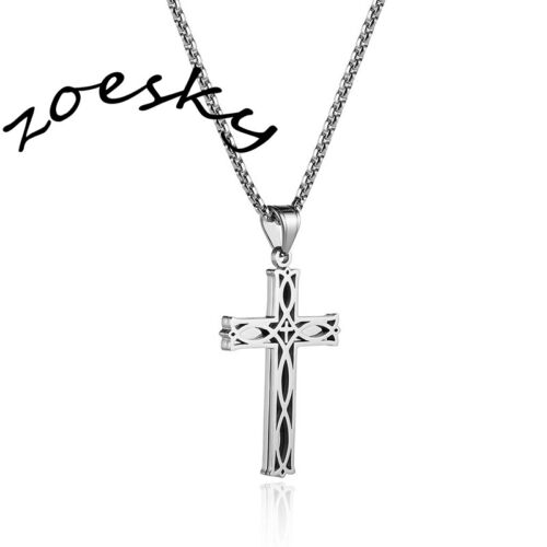 Mens Infinity Celtic Cross Irish Knot Pendant Necklace 24" Stainless Steel Chain