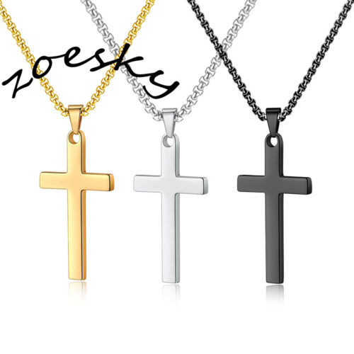 Mens Womens Cross Stainless Steel Christian Pendant Necklace God Jesus Love Gift