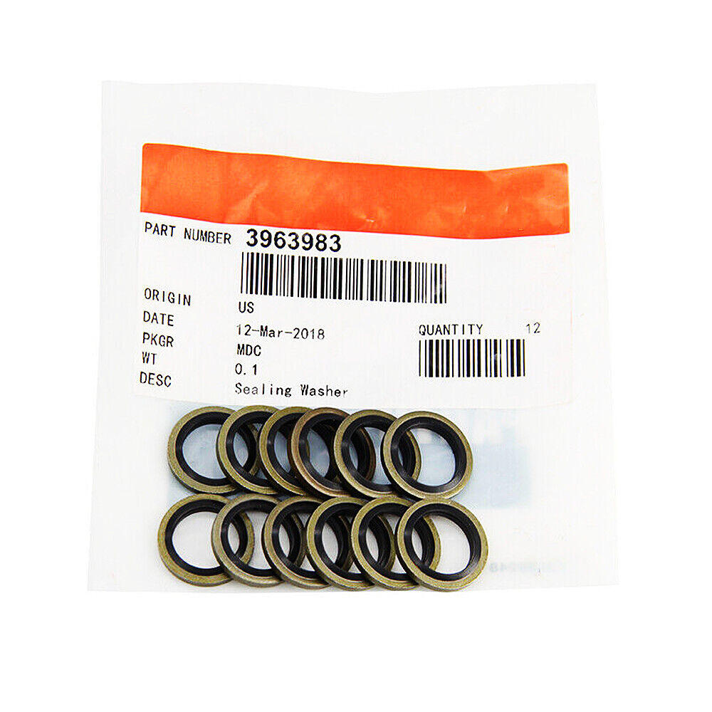 3963983 12Pcs Cummins 12mm Banjo Bolt Seals Fuel Line Sealing Washer 12V 24V 5.9