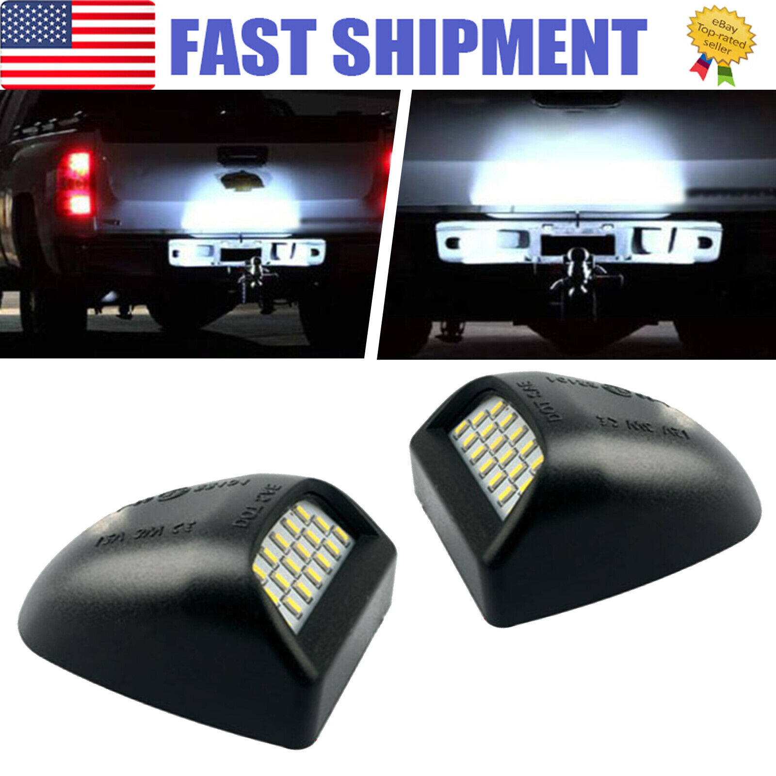 1 pair Rear License Plate LED Lights For 2001-2006 Chevy Silverado 1500HD US