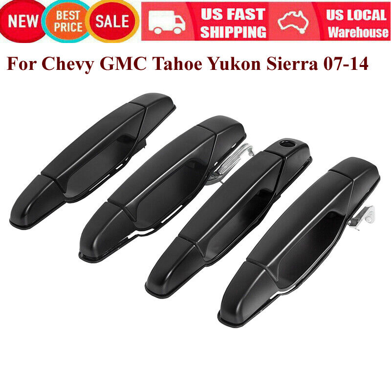 For Chevy GMC Tahoe Yukon Sierra 07-14 Front & Rear Black Door Handles Set of 4