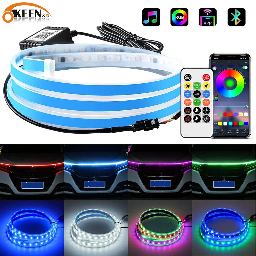 Dreamcolor RGB Car LED Hood Light DRL Engine Cover Neon Strip Light APP+Remote