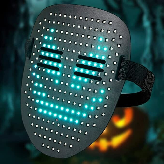 LED Mask Halloween Light Up Mask Kids/Adults DJ Mask Costume Party Cosplay