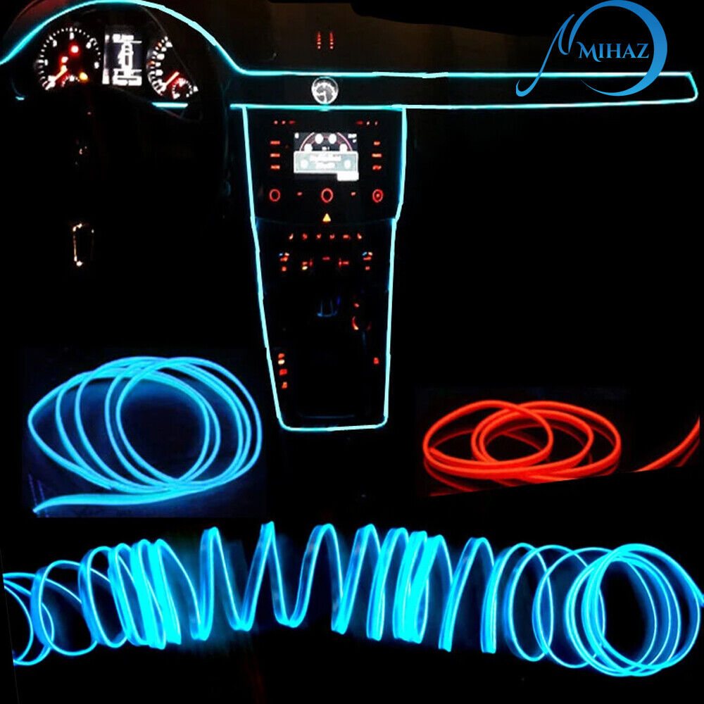 2m RGB LED Car Optical Fiber Interior Decorative Atmosphere Neon Strip Light Bar