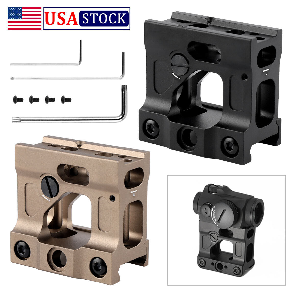 Tactical H1 H2 T1 T2 Fast Micro Red Dot Riser Mount Fit 20mm Picatinny Rail USA