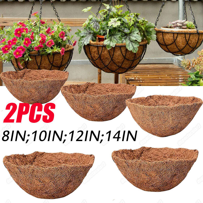 2pcs 14'' Round Coconut Fiber Coco Liner For Hanging Basket Planter Flower US