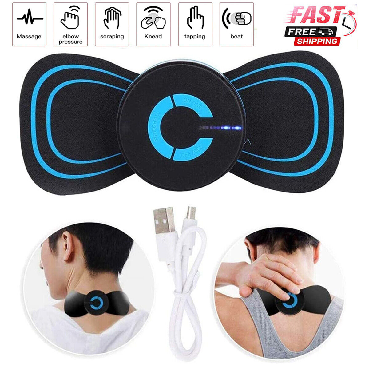 Electric Neck Massager Back Cervical Vertebra Stimulator Portable Massage Device