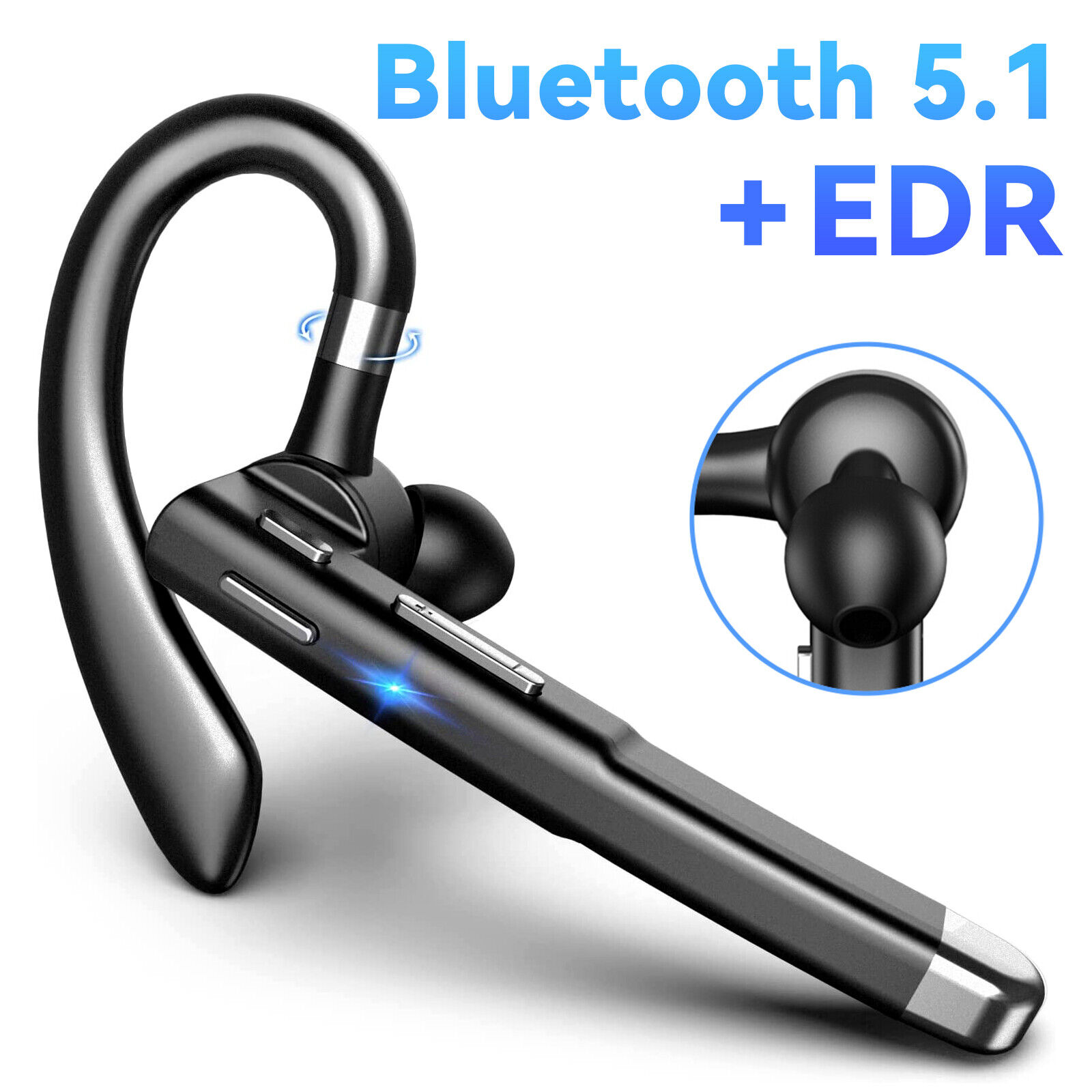 Bluetooth 5.0 Wireless Earpiece Headset Driving Trucker Earbuds Noise Cancelling