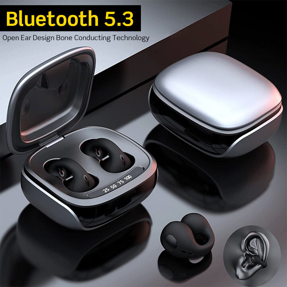 Bluetooth 5.3 Ear Clip Earbuds Bone Conduction Headphones Wireless Sport Headset