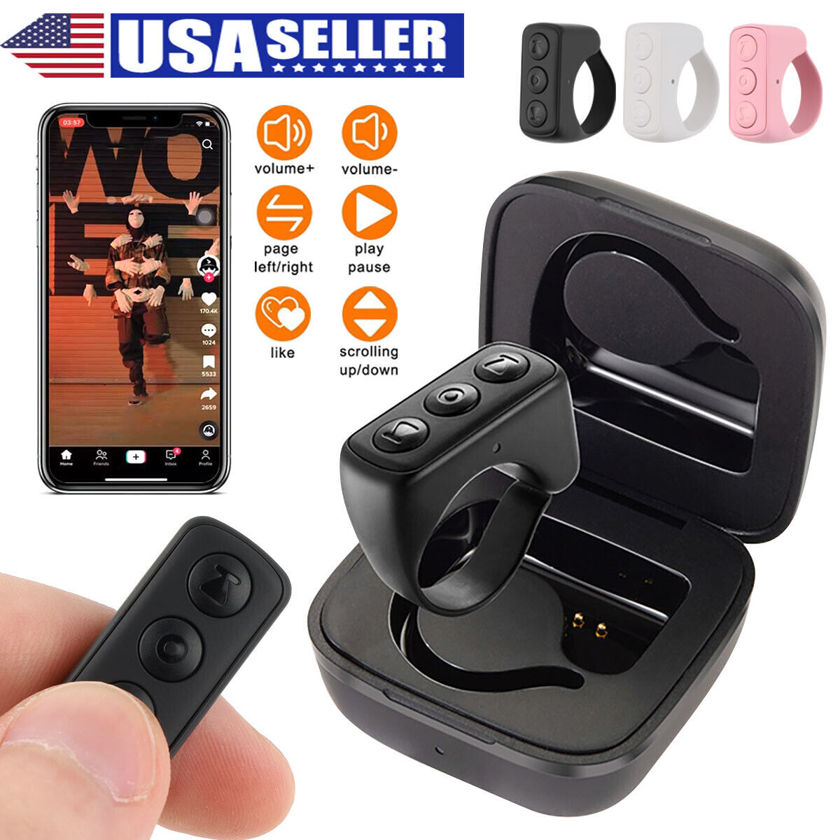 Bluetooth Phone Remote Control Smart Ring Controller Wireless Page Turner