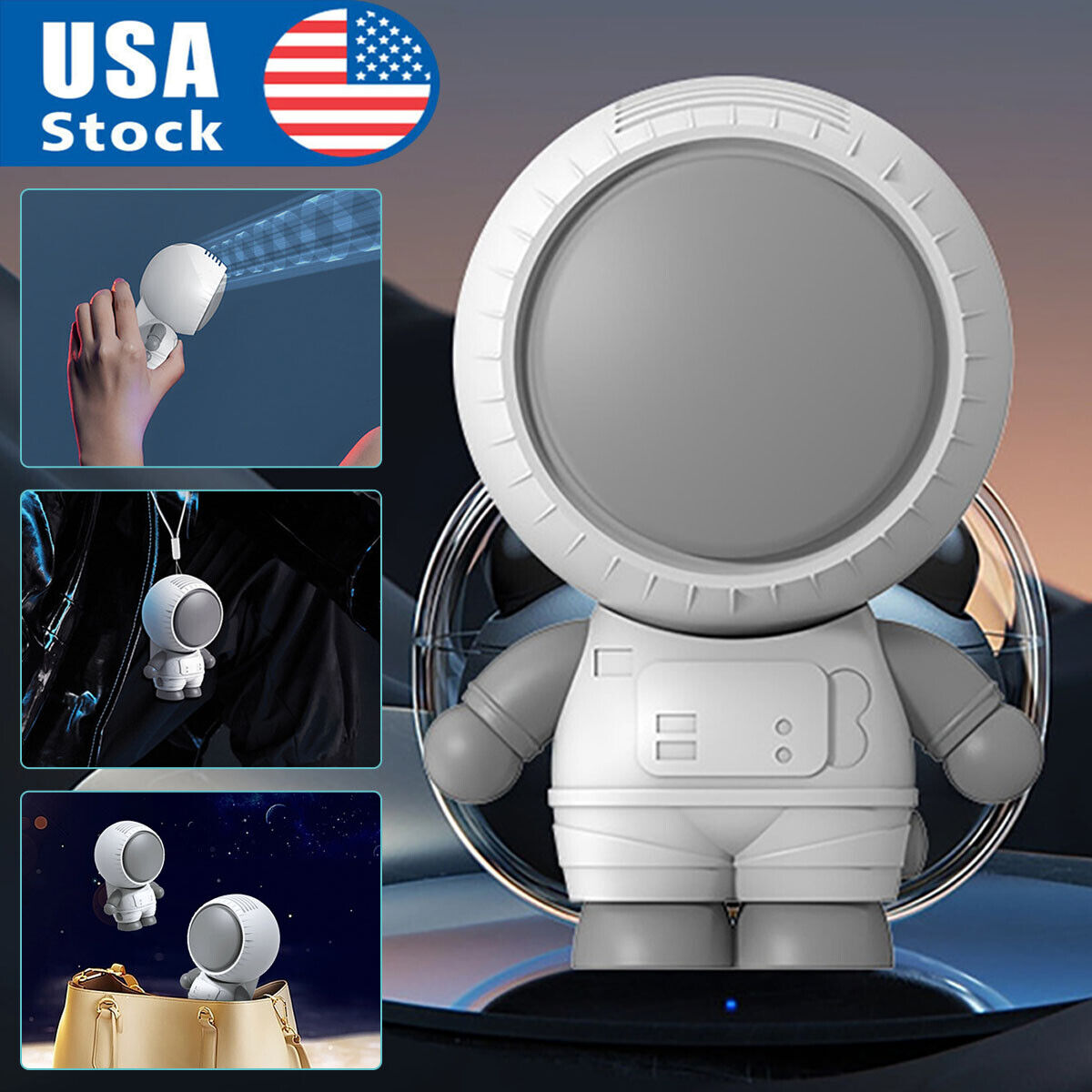 Portable Mini Fan USB Astronaut Shaped Hanging Neck Handheld Bladeless Fan NEW