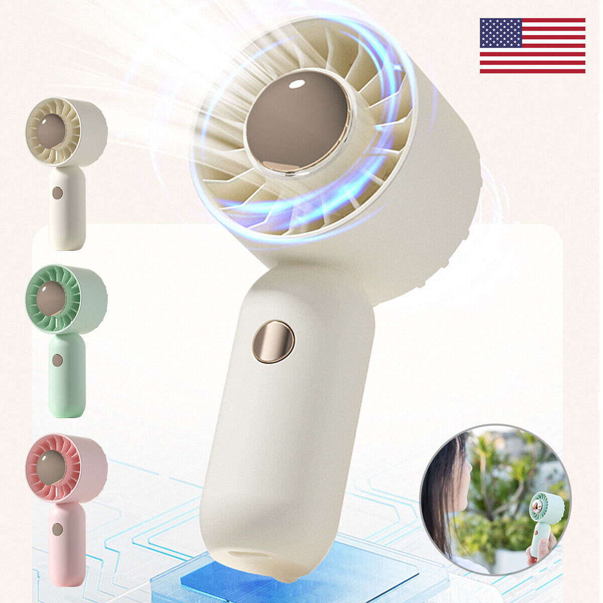 Portable Rechargeable Fan Mini Handy Fan Pocket Size Air Cooler 3Speed